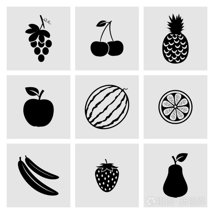矢量水果圖標(biāo)集 文化用品中的清新設(shè)計元素